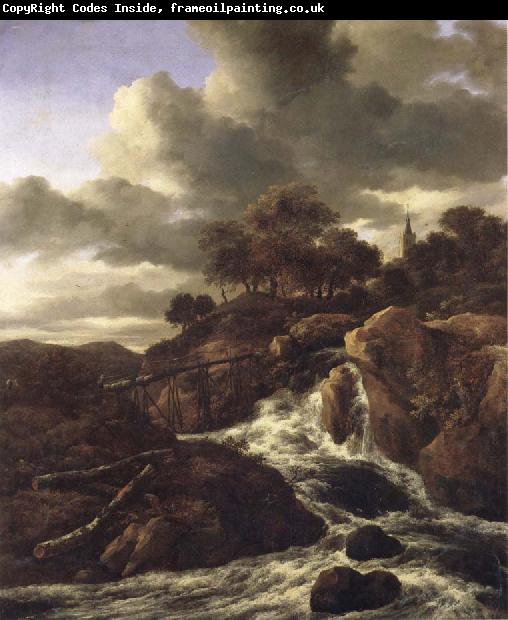 Jacob van Ruisdael A Waterfall with Rocky Hilla and Trees